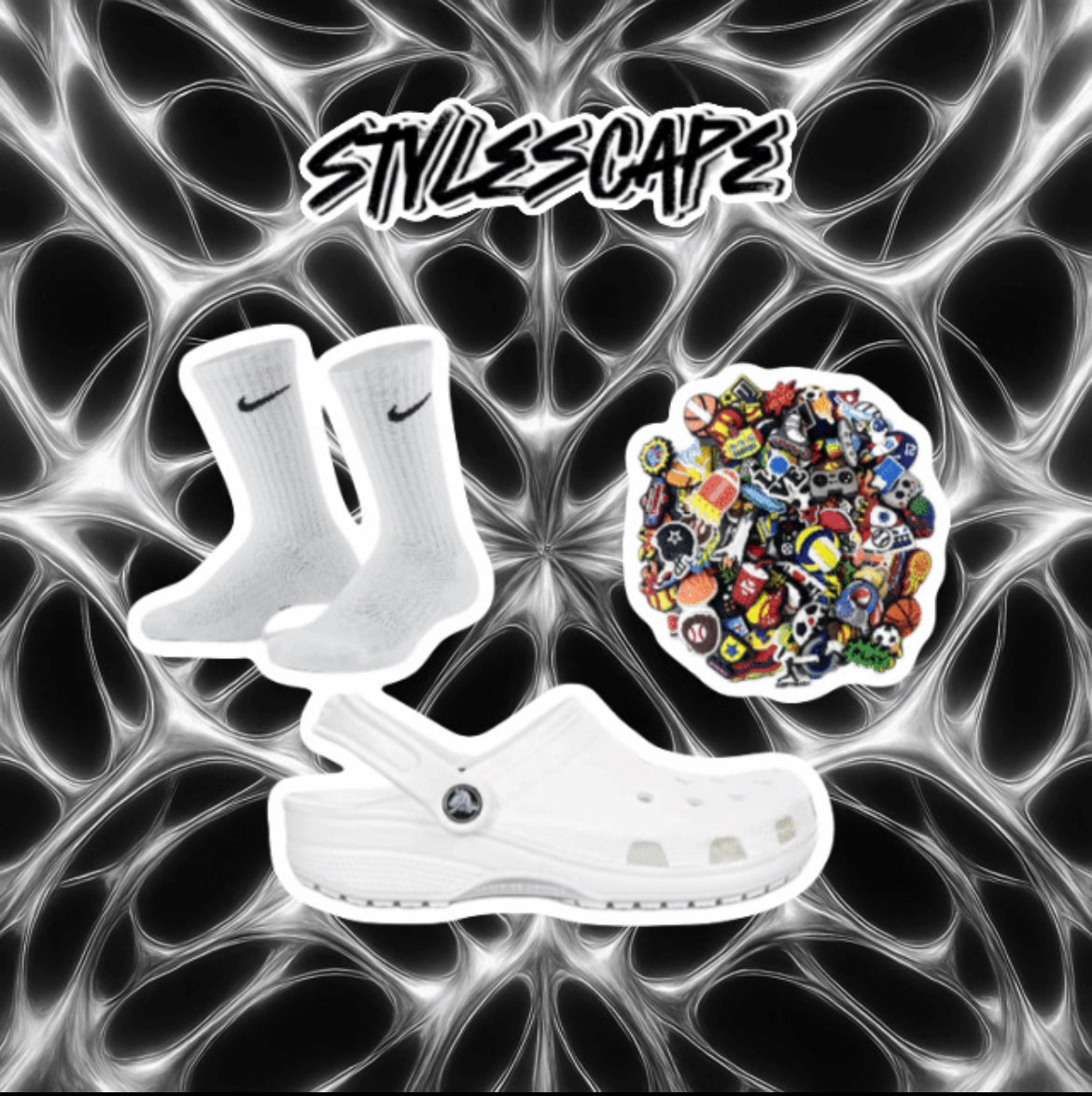 Crocs + Nike Socks + Charms WHITE