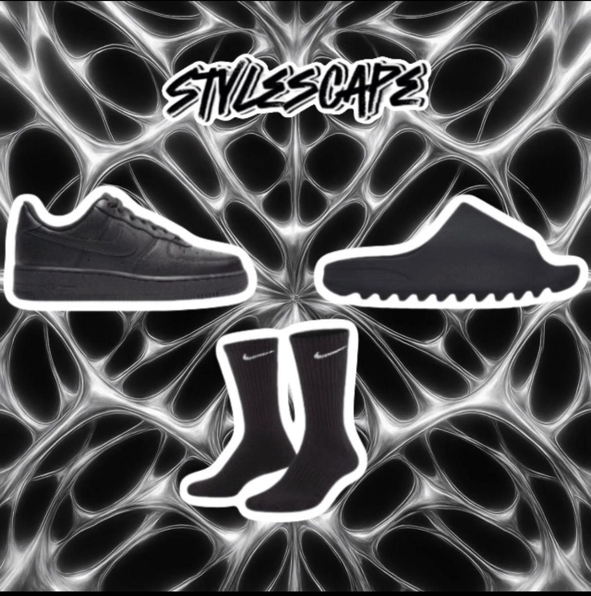 AirForce 1s + Yeezy Slides + Nike Socks BLACK