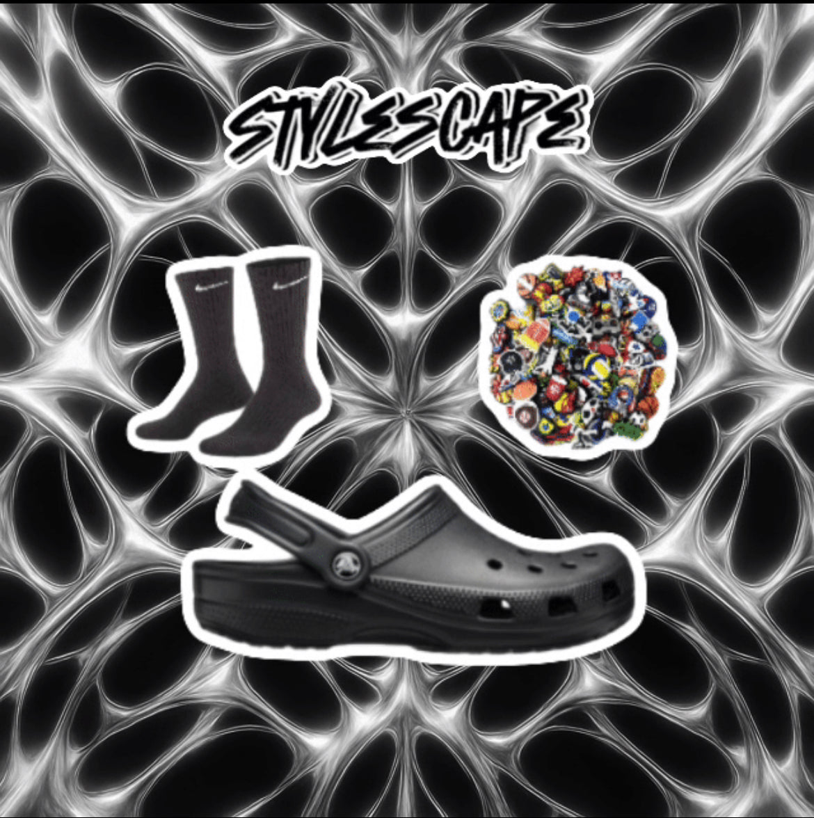 Crocs + Nike Socks + Charms BLACK