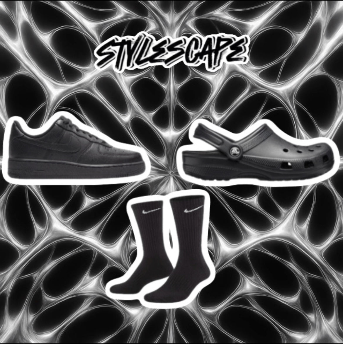 AirForce 1s + Crocs + Nike Socks BLACK